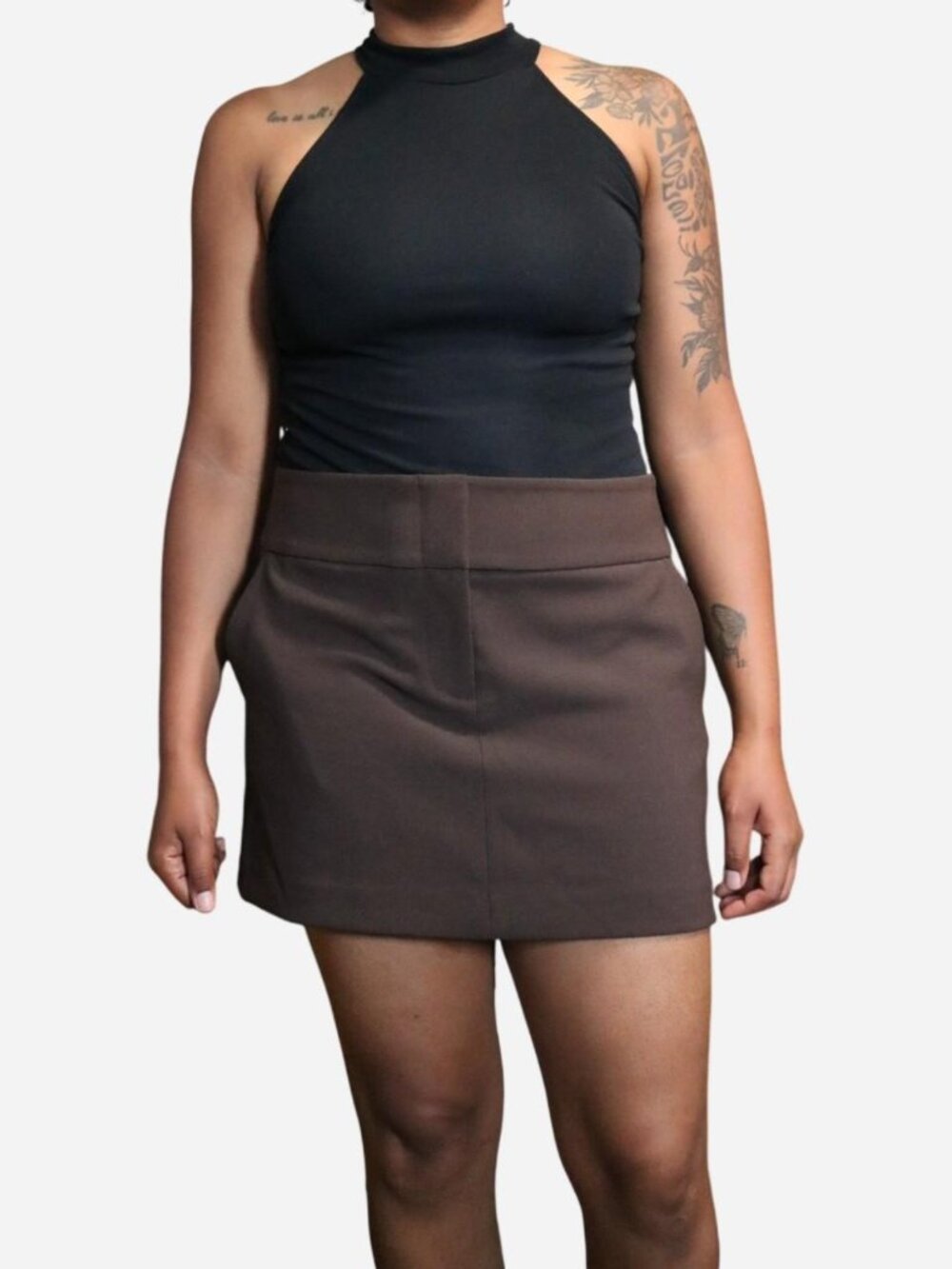 Stockholm Atelier Chocolate Brown Asymmetrical Mini Skirt